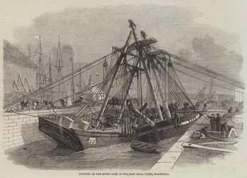 Unfall an der Einfahrtsschleuse der East India Docks, Blackwall